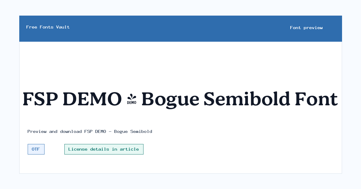 FSP DEMO - Bogue Semibold font preview showing the family name