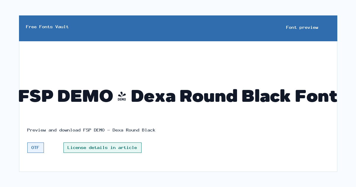 FSP DEMO - Dexa Round Black font preview showing the family name