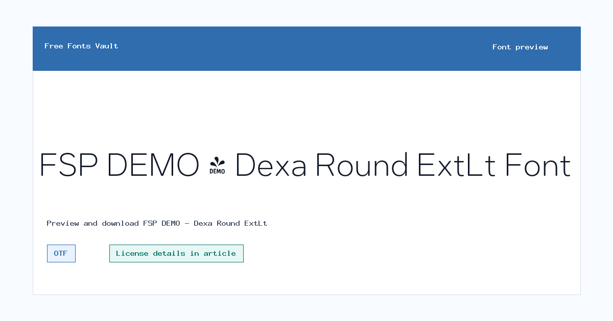 FSP DEMO - Dexa Round ExtLt font preview showing the family name