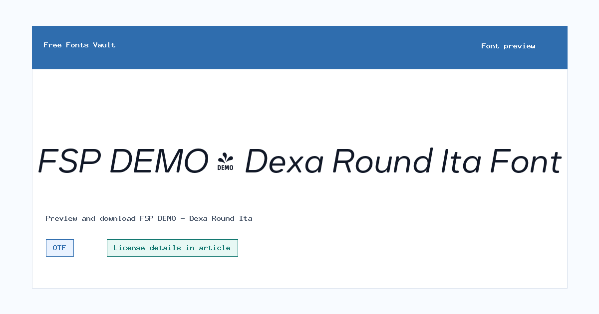 FSP DEMO - Dexa Round Ita font preview showing the family name