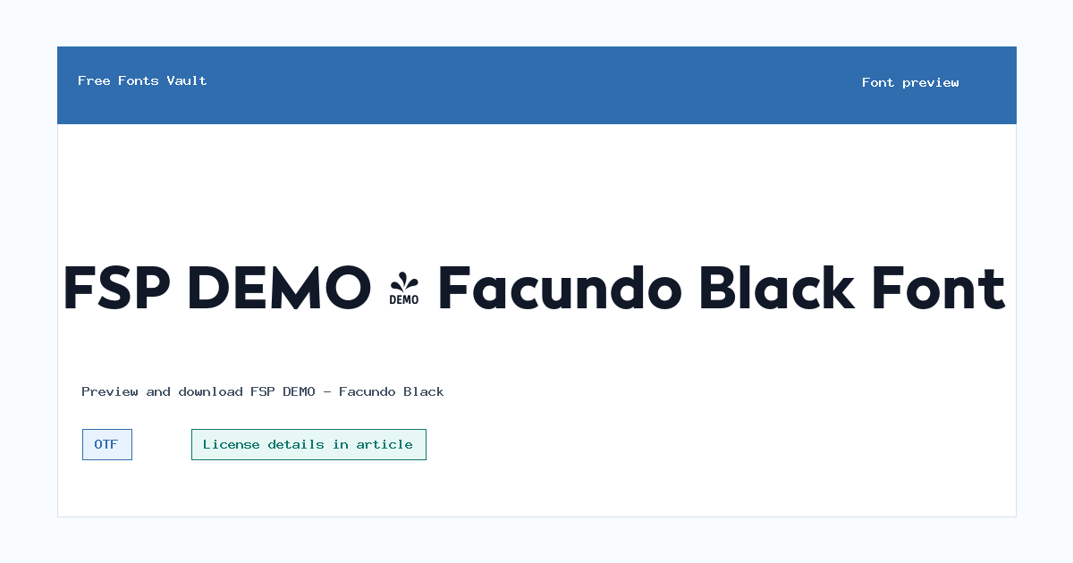 FSP DEMO - Facundo Black font preview showing the family name