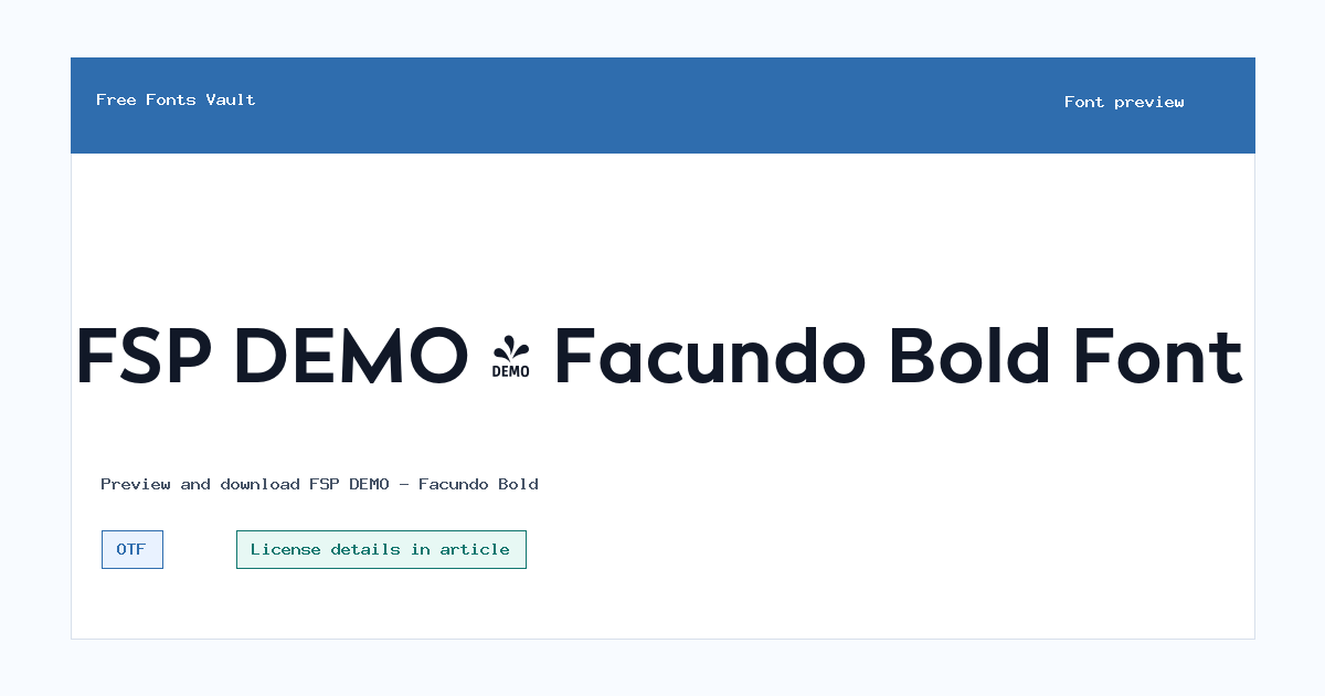 FSP DEMO - Facundo Bold font preview showing the family name
