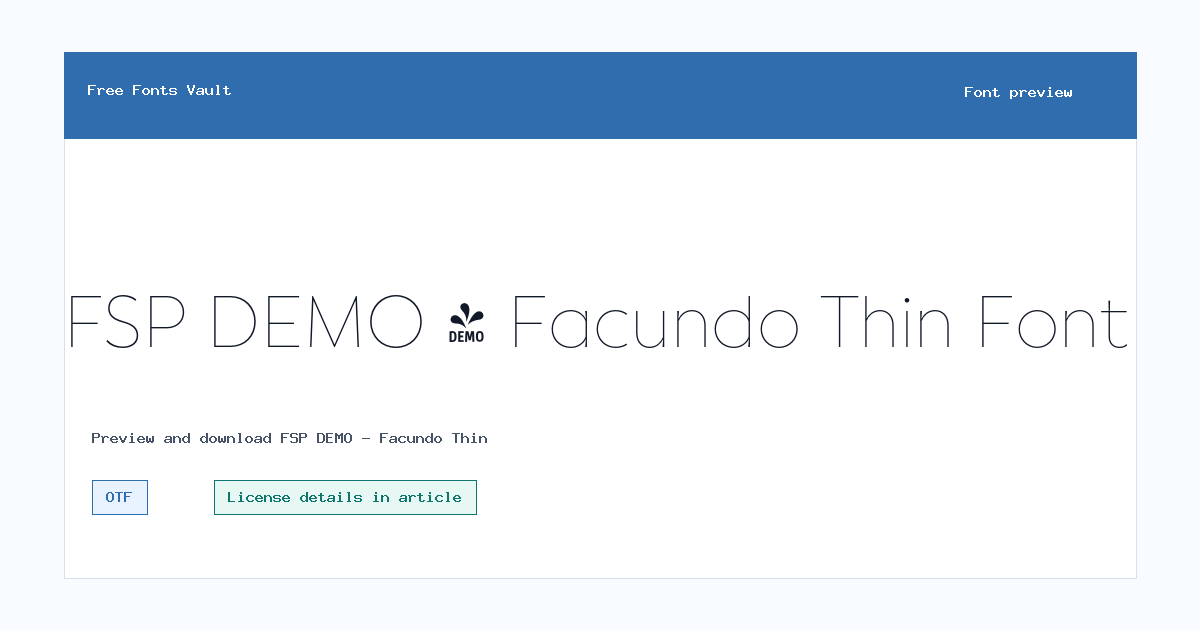 FSP DEMO - Facundo Thin font preview showing the family name