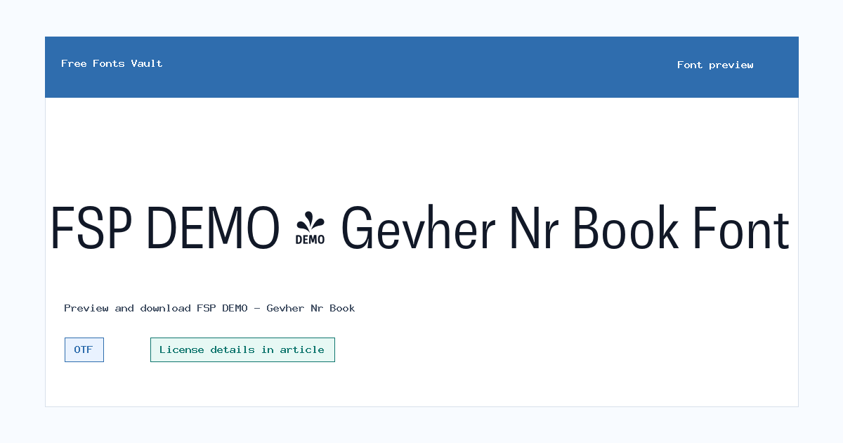 FSP DEMO - Gevher Nr Book font preview showing the family name