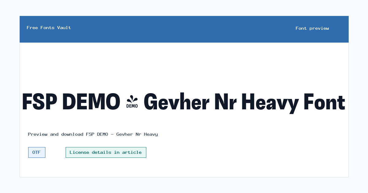 FSP DEMO - Gevher Nr Heavy font preview showing the family name
