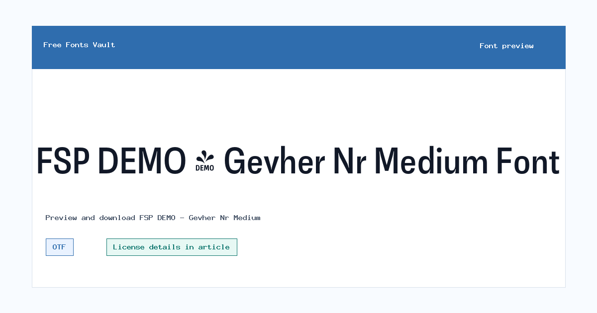 FSP DEMO - Gevher Nr Medium font preview showing the family name