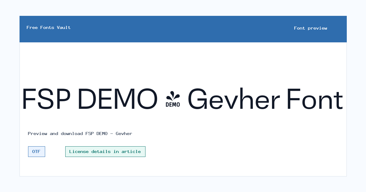 FSP DEMO - Gevher font preview showing the family name