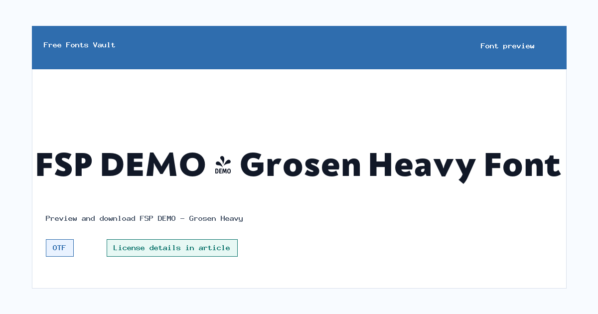 FSP DEMO - Grosen Heavy font preview showing the family name
