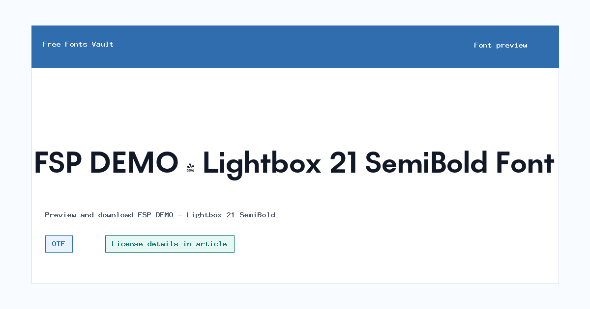 FSP DEMO - Lightbox 21 SemiBold font preview showing the family name