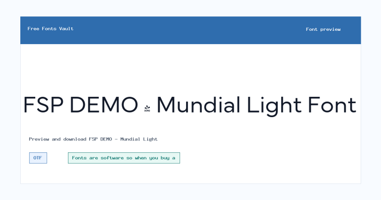 FSP DEMO – Mundial Light font preview