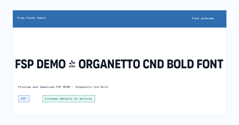 FSP DEMO – Organetto Cnd Bold font preview