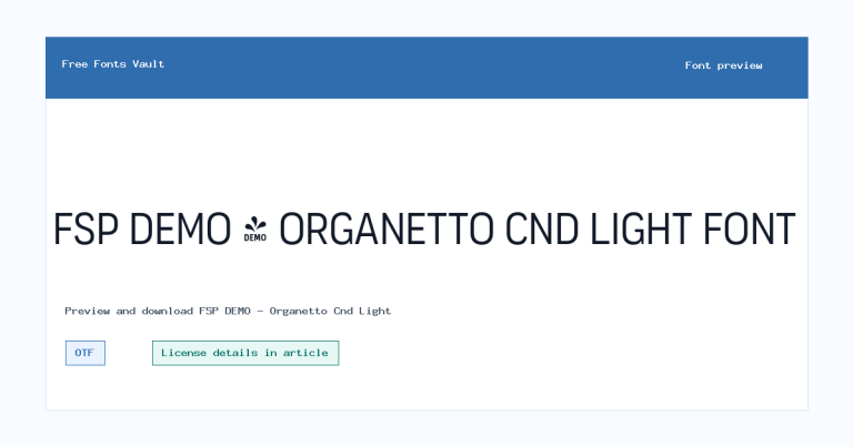 FSP DEMO – Organetto Cnd Light font preview