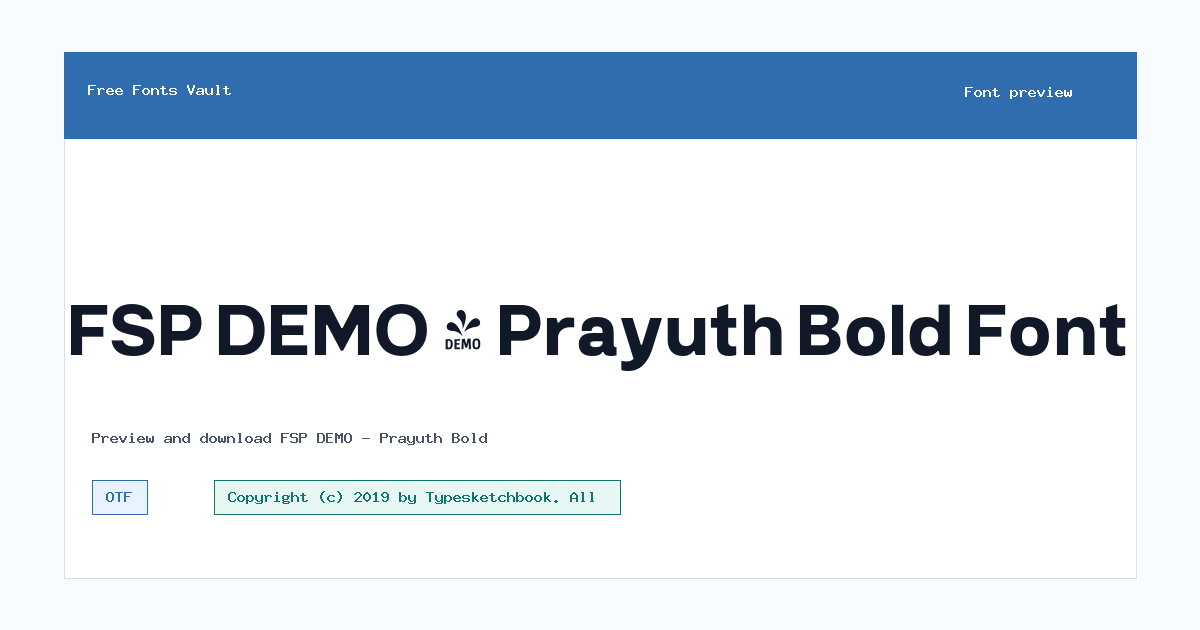 FSP DEMO - Prayuth Bold font preview showing the family name