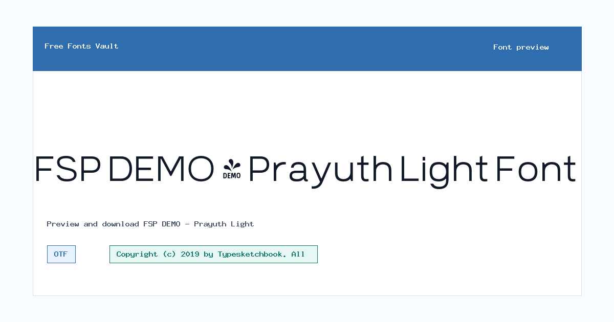 FSP DEMO - Prayuth Light font preview showing the family name