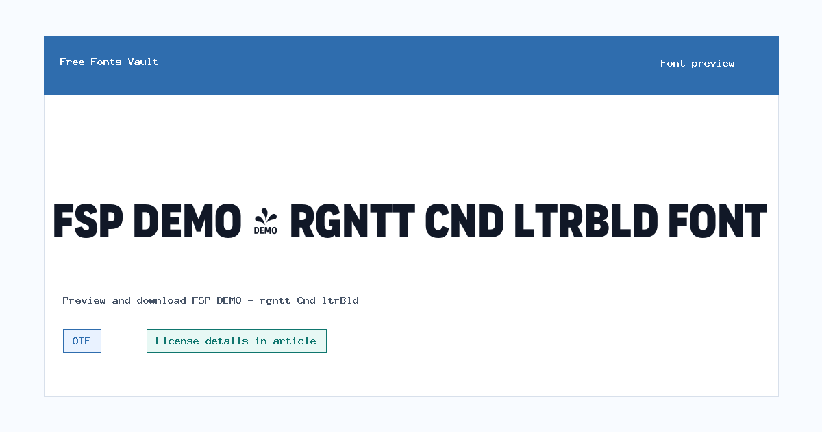 FSP DEMO - rgntt Cnd ltrBld font preview showing the family name