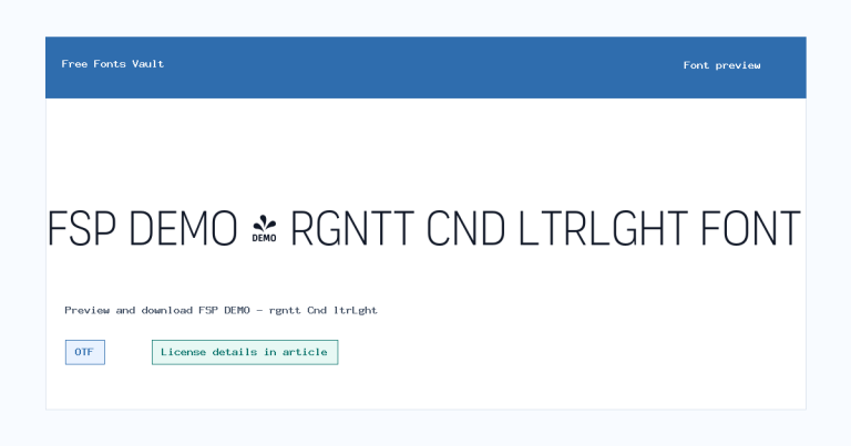 FSP DEMO – rgntt Cnd ltrLght font preview