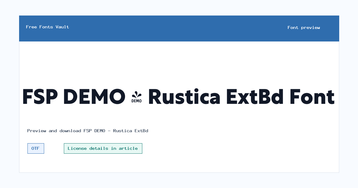 FSP DEMO - Rustica ExtBd font preview showing the family name
