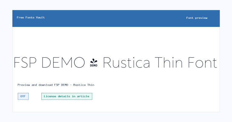 FSP DEMO – Rustica Thin font preview