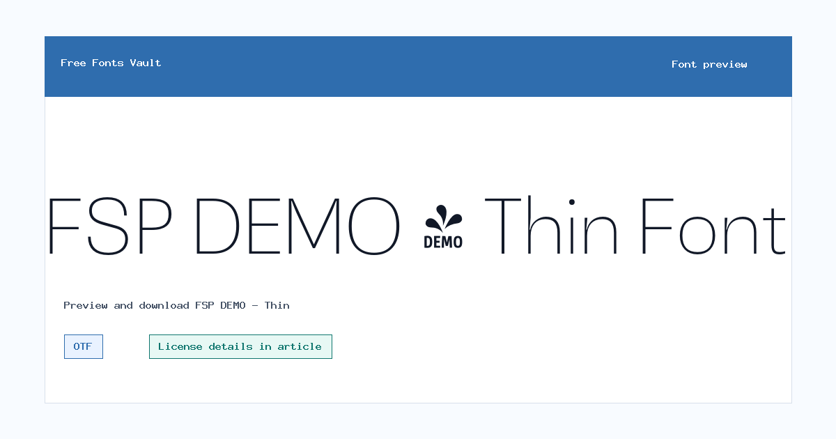 FSP DEMO - Thin font preview showing the family name