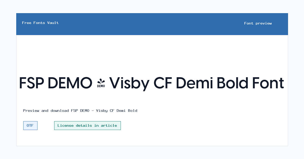 FSP DEMO - Visby CF Demi Bold font preview showing the family name