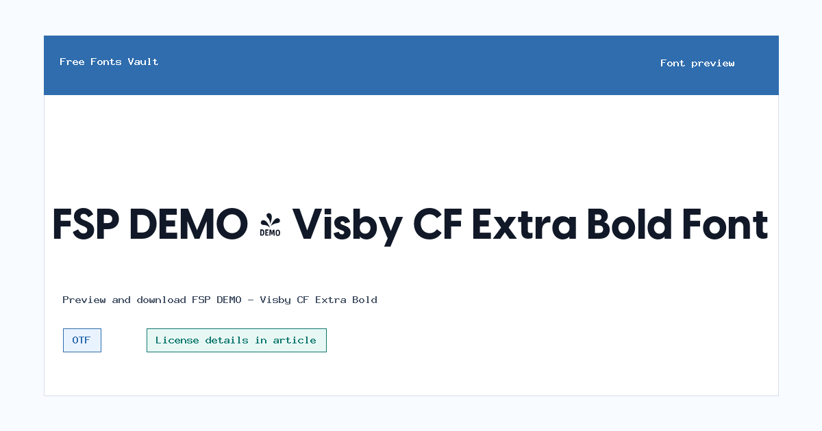 FSP DEMO - Visby CF Extra Bold font preview showing the family name