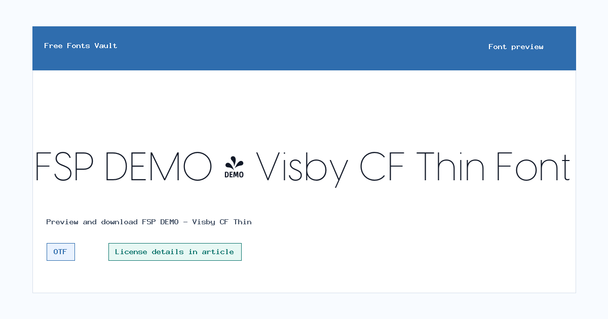 FSP DEMO - Visby CF Thin font preview showing the family name