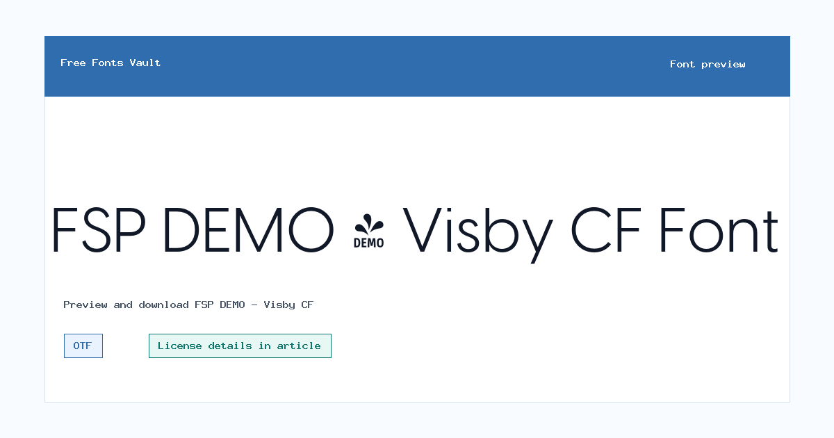 FSP DEMO - Visby CF font preview showing the family name