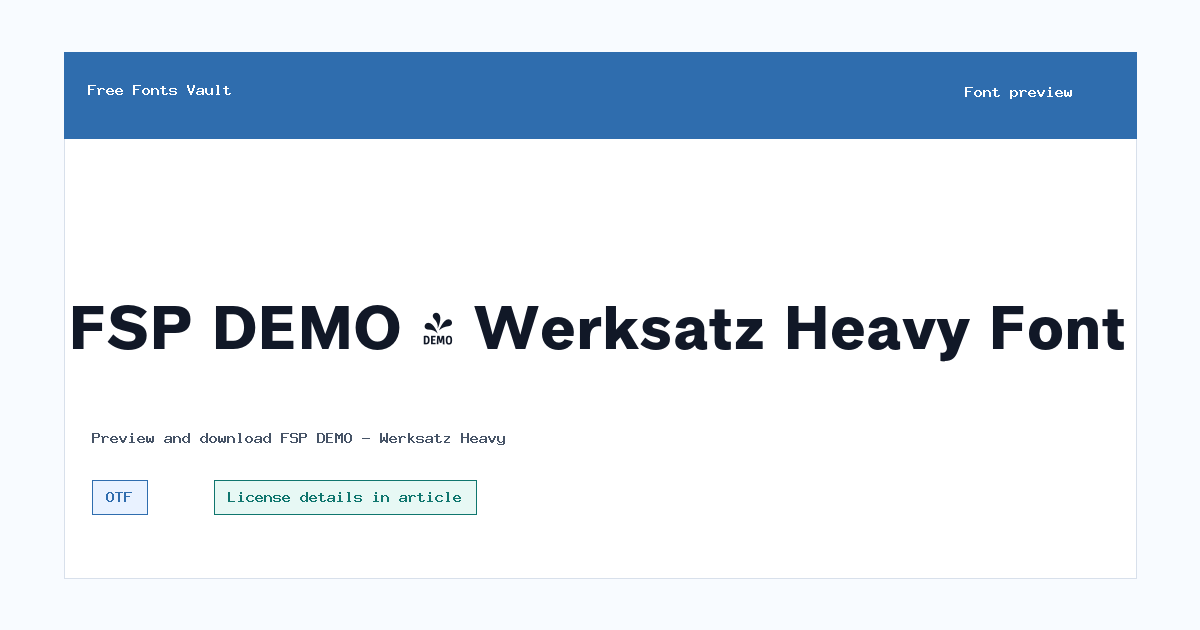 FSP DEMO - Werksatz Heavy font preview showing the family name