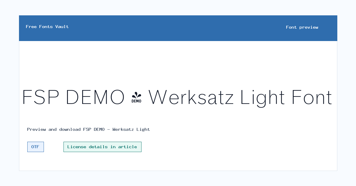 FSP DEMO - Werksatz Light font preview showing the family name