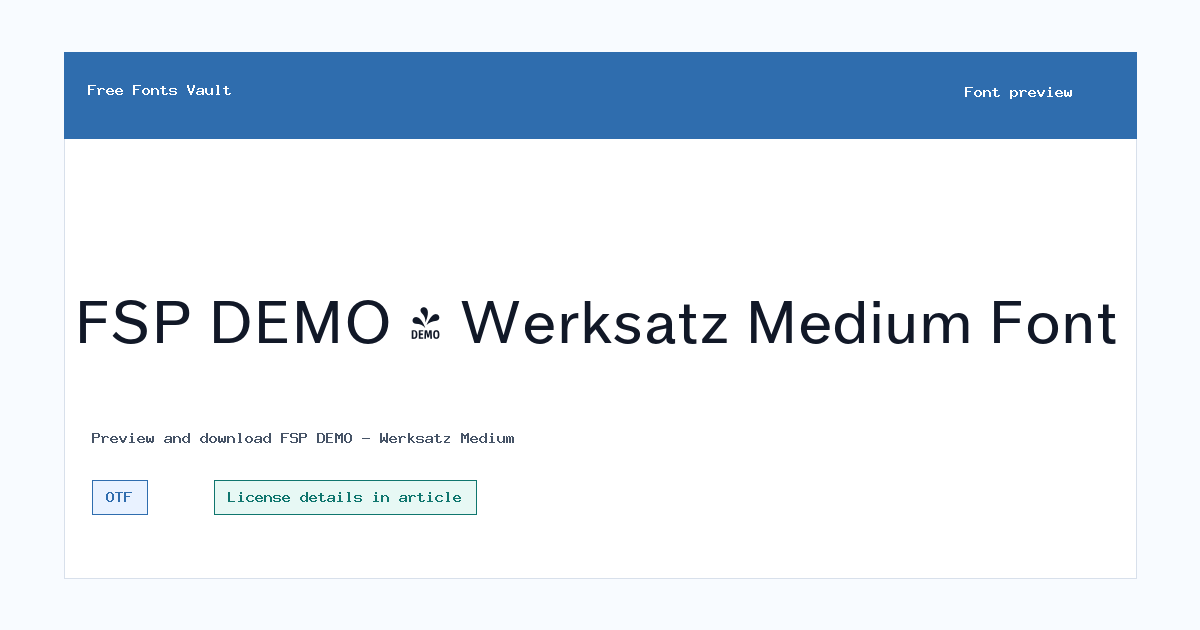 FSP DEMO - Werksatz Medium font preview showing the family name
