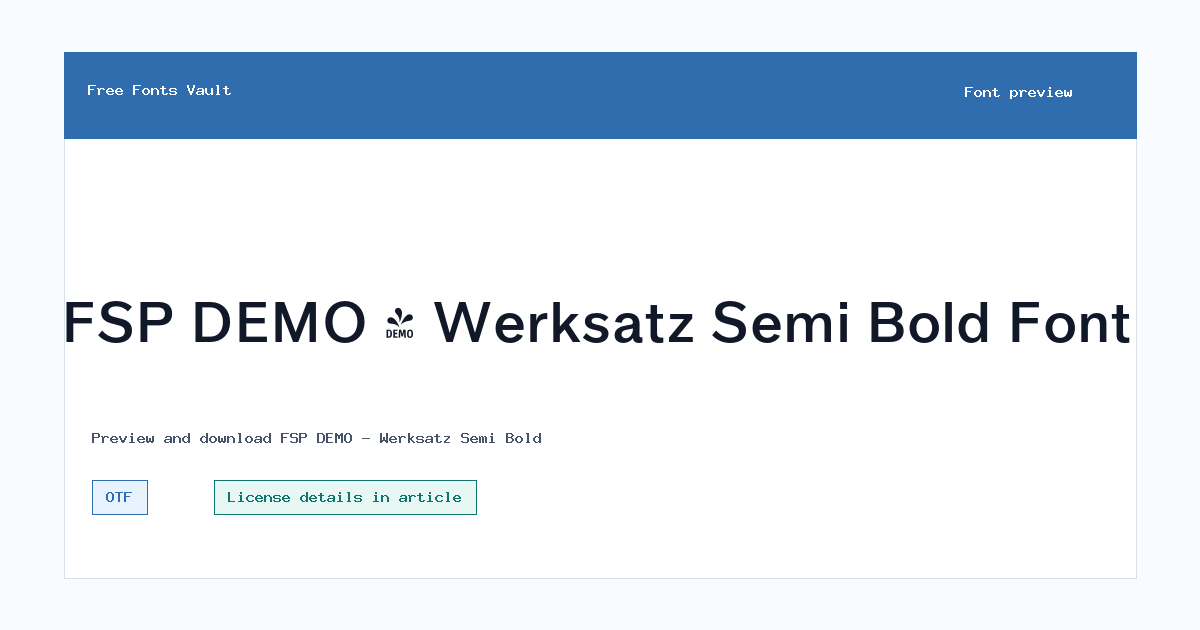 FSP DEMO - Werksatz Semi Bold font preview showing the family name