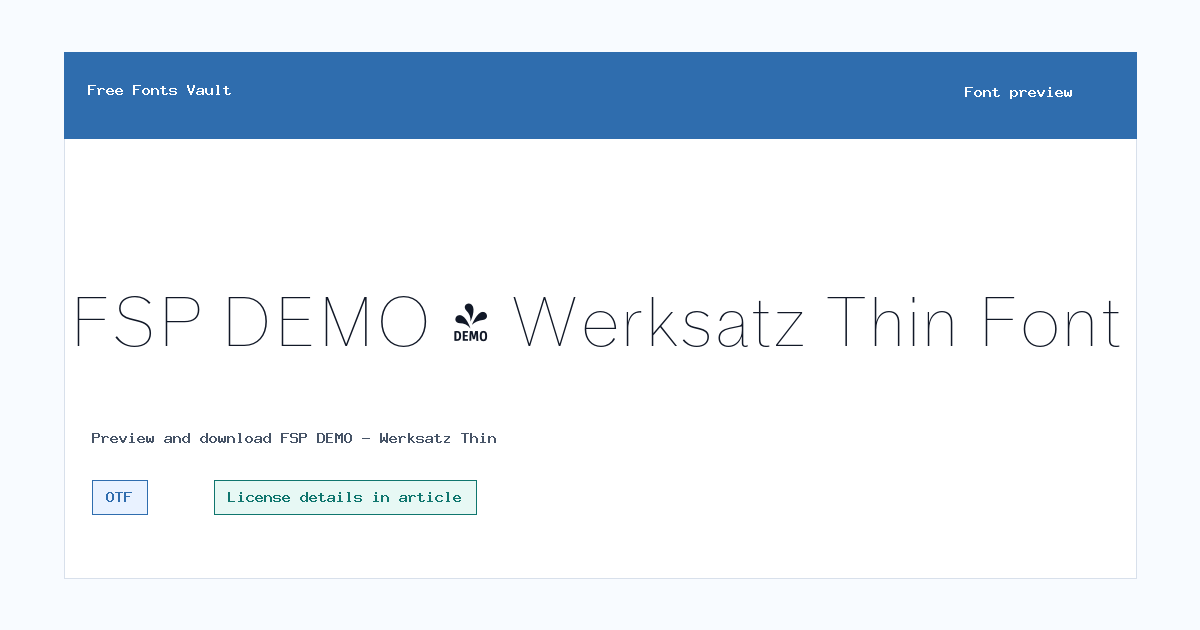 FSP DEMO - Werksatz Thin font preview showing the family name