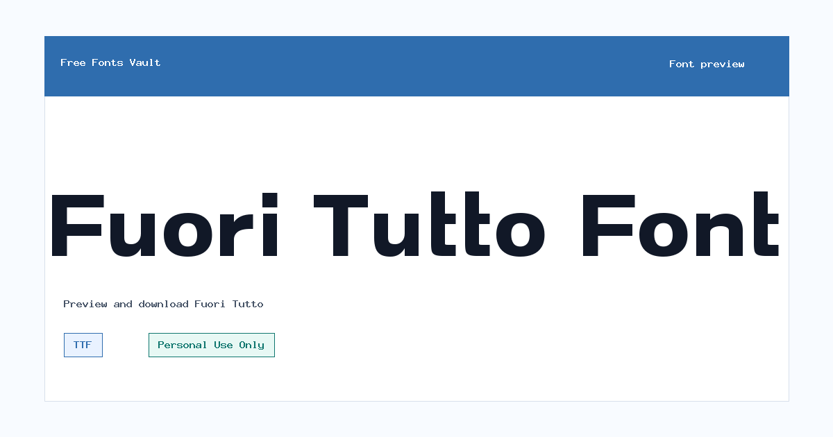 Fuori Tutto font preview showing the family name