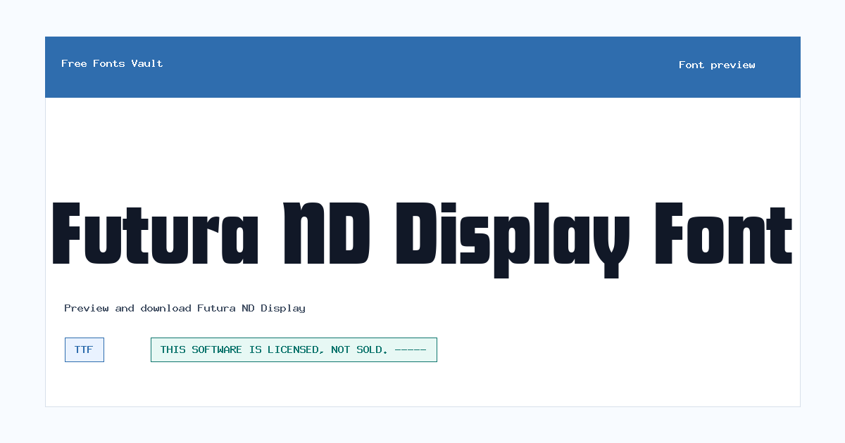 Futura ND Display font preview showing the family name