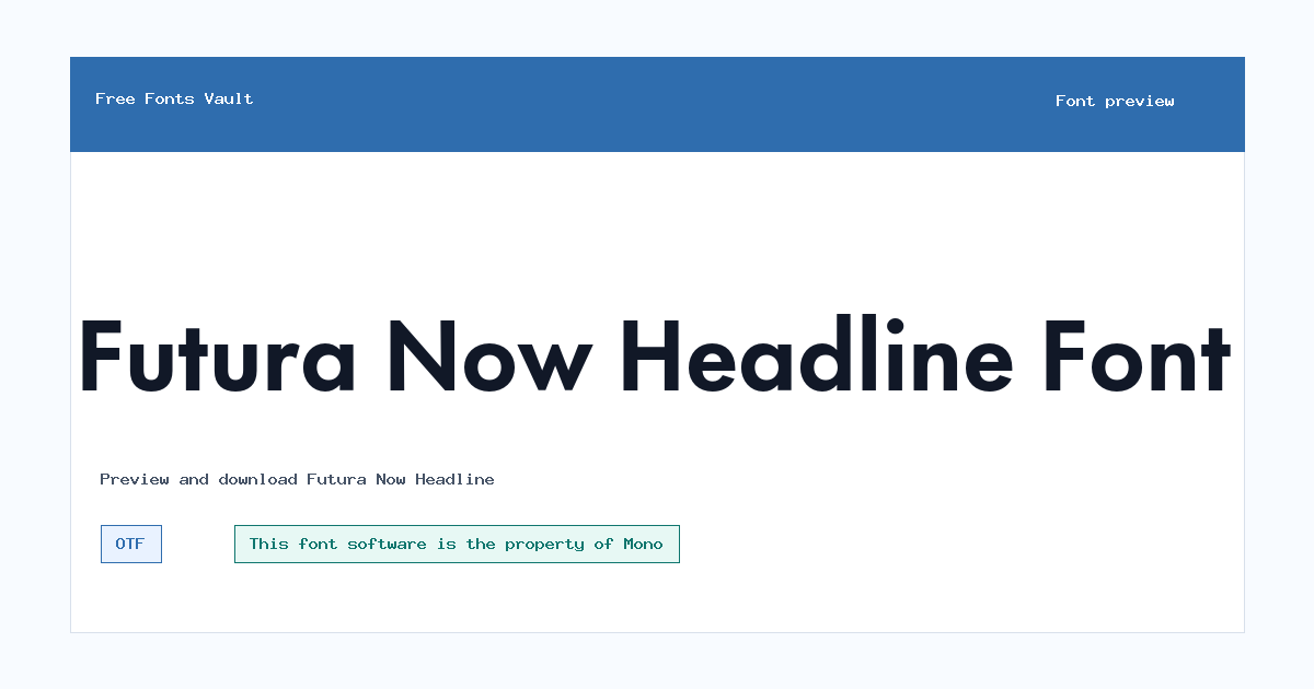 Futura Now Headline font preview showing the family name