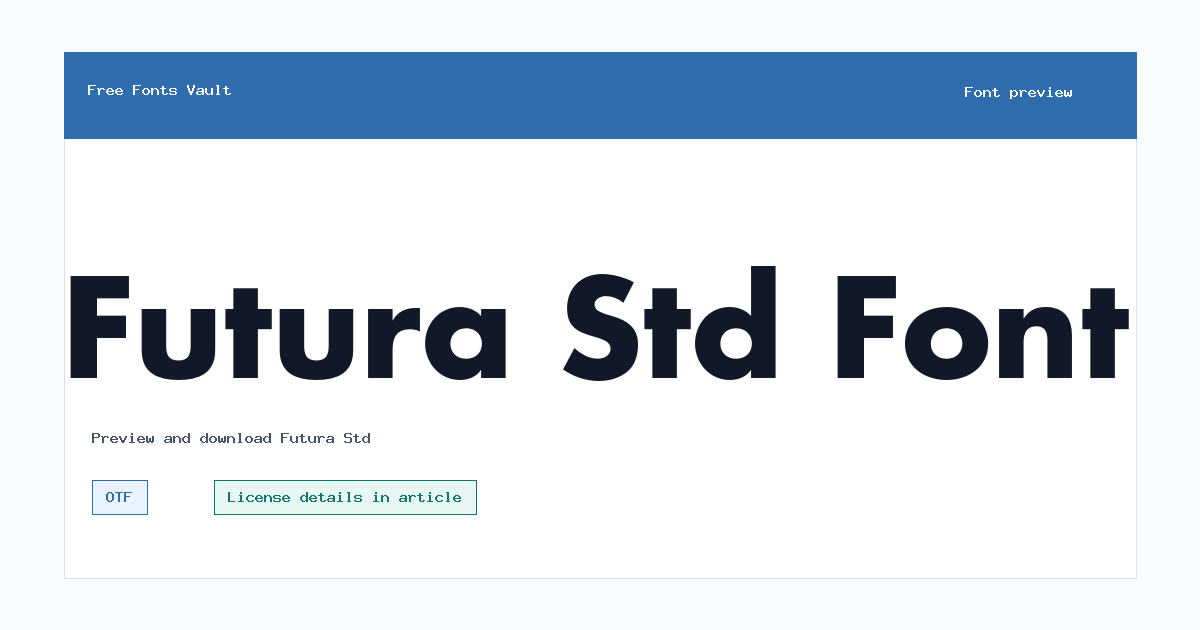 Futura Std font preview showing the family name