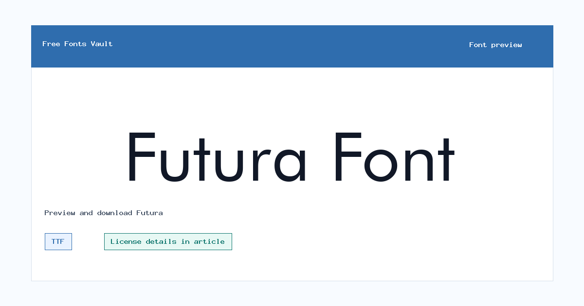 Futura font preview showing the family name