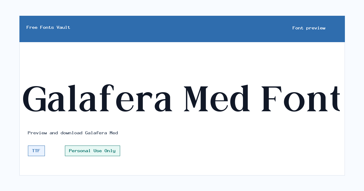 Galafera Med font preview showing the family name