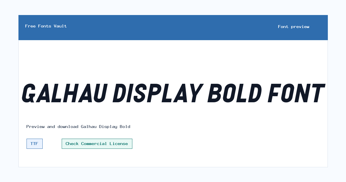 Galhau Display Bold font preview showing the family name