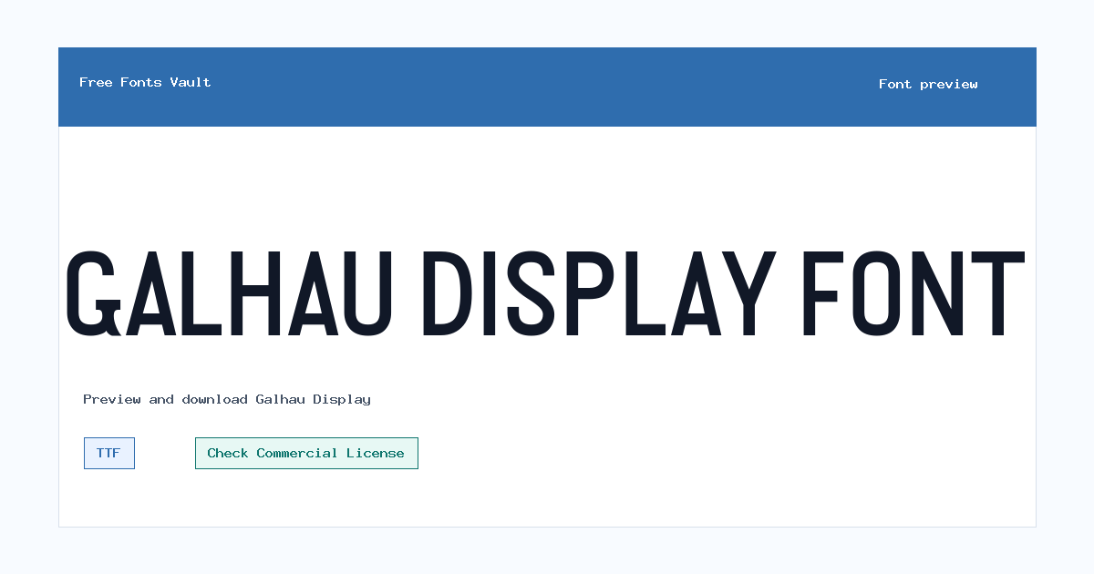 Galhau Display font preview showing the family name