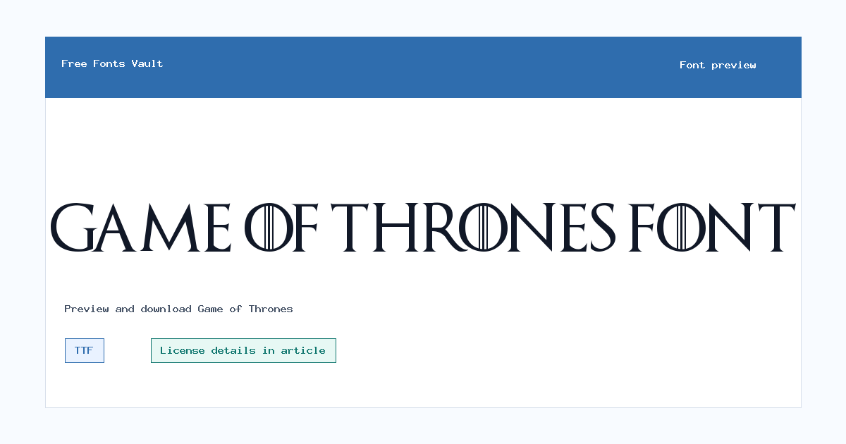 Game of Thrones font preview showing the family name