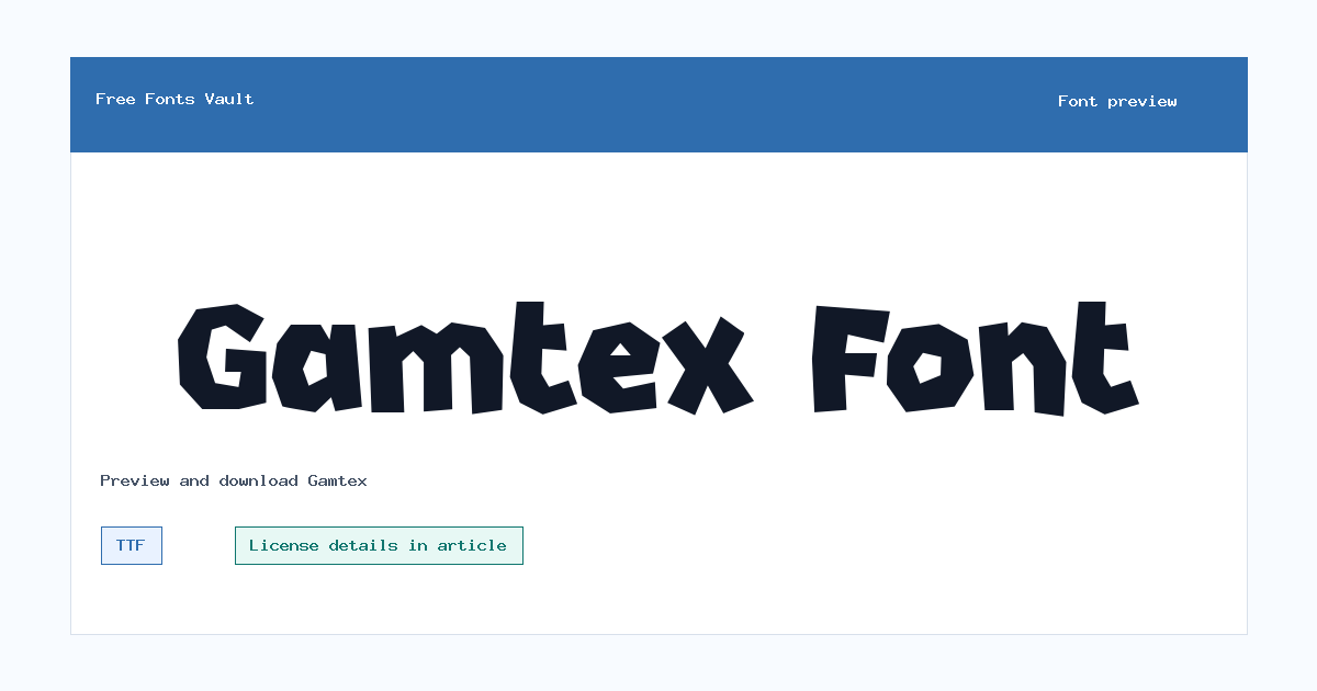 Gamtex font preview showing the family name