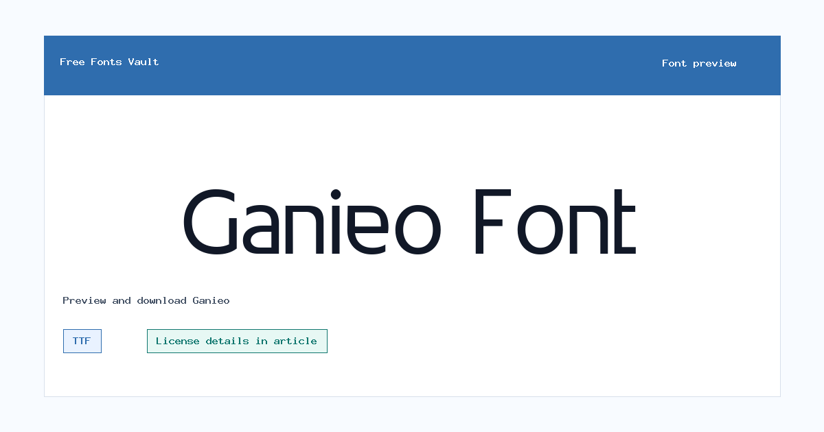 Ganieo font preview showing the family name