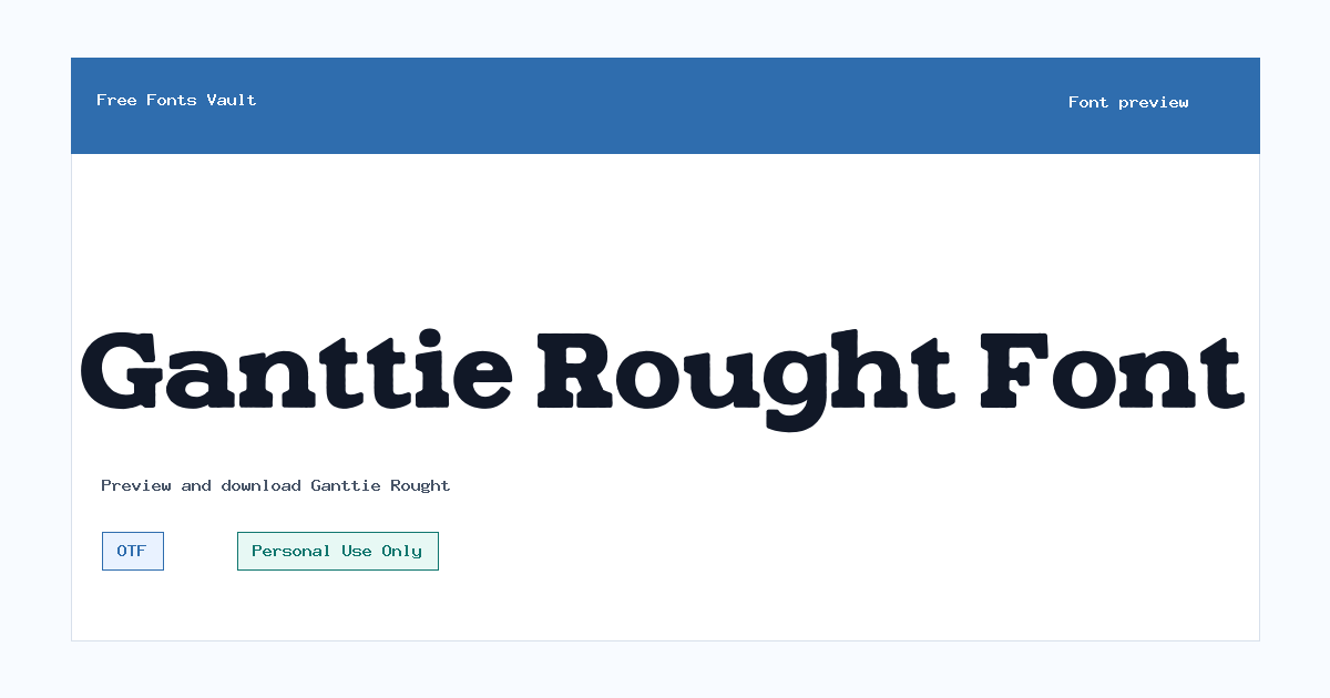 Ganttie Rought font preview showing the family name
