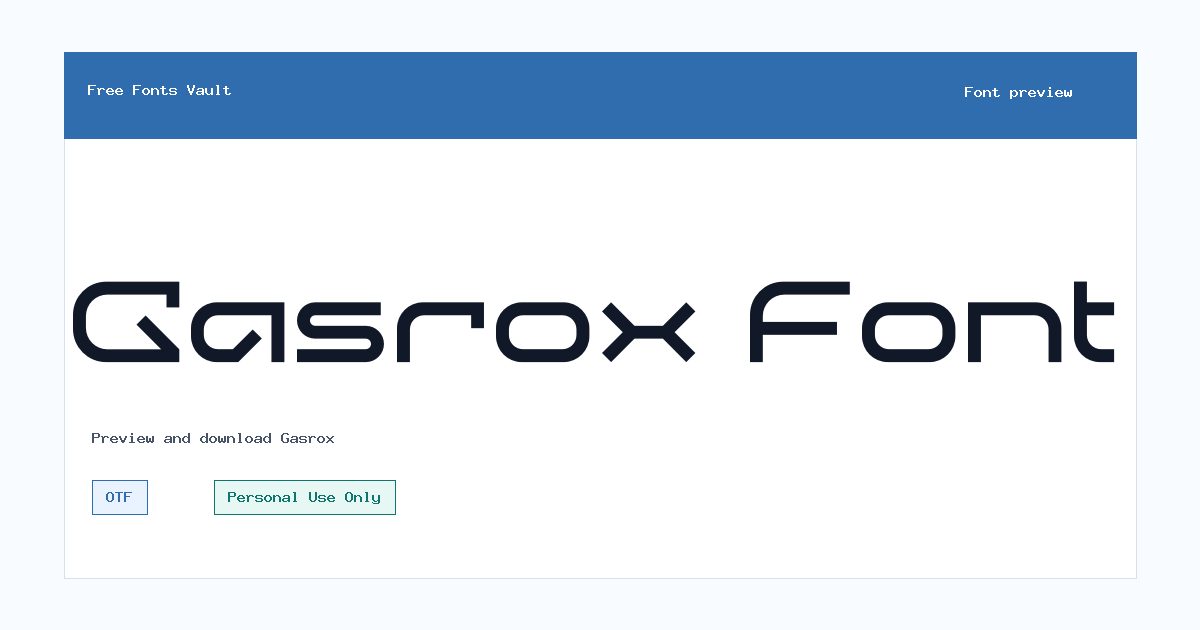 Gasrox font preview showing the family name