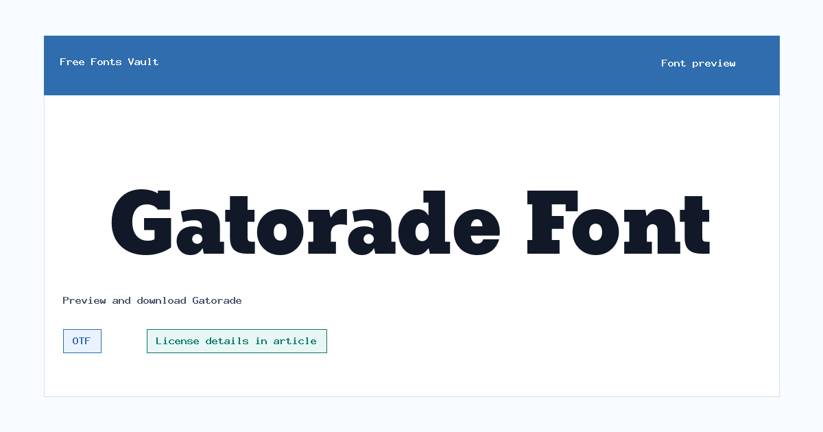 Gatorade font preview showing the family name
