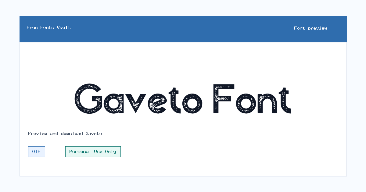 Gaveto font preview showing the family name
