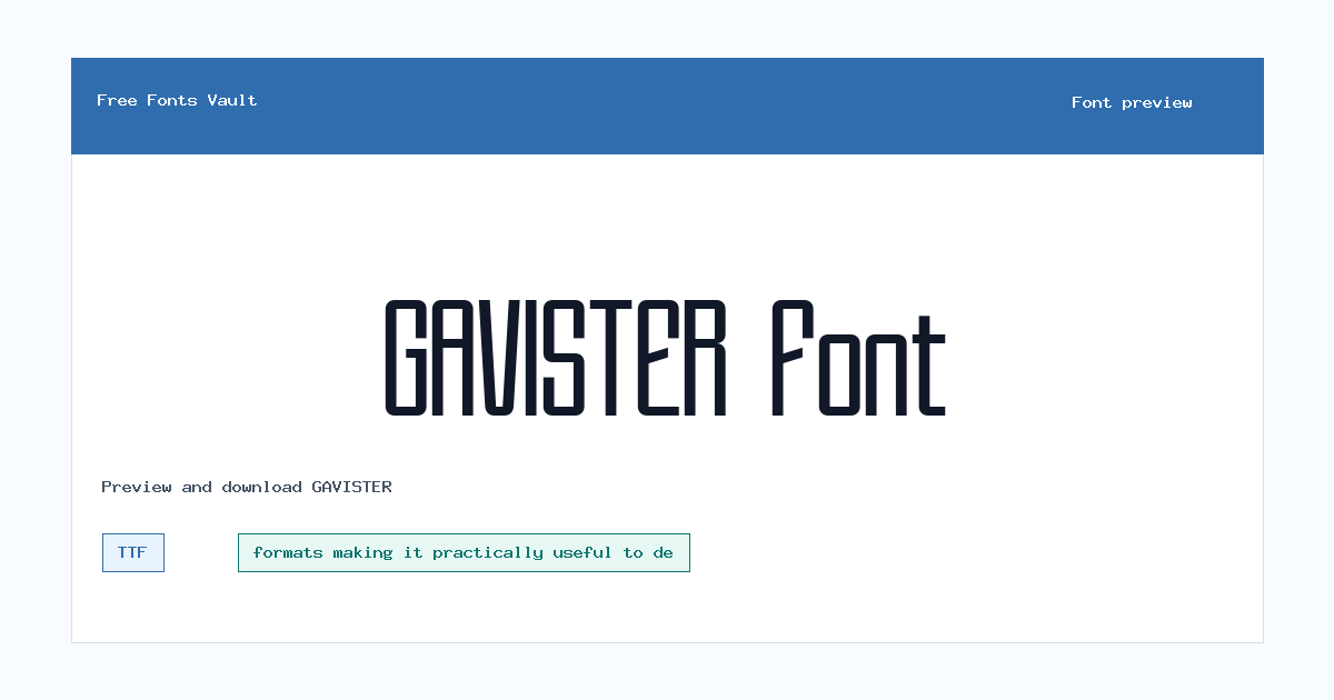 GAVISTER font preview showing the family name