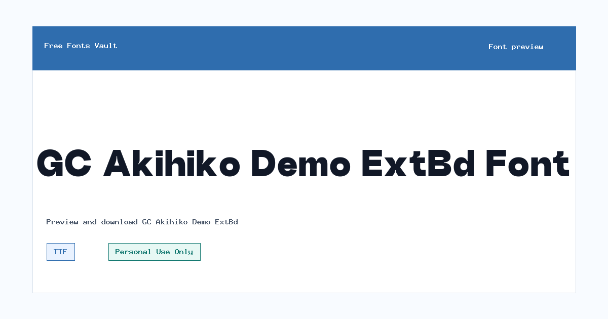 GC Akihiko Demo ExtBd font preview showing the family name
