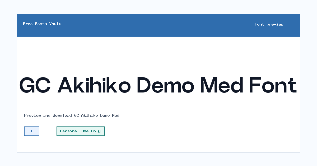 GC Akihiko Demo Med font preview showing the family name